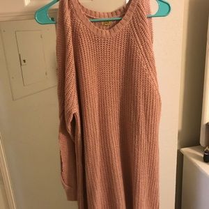 True Craft Pink Sweater with open shoulder